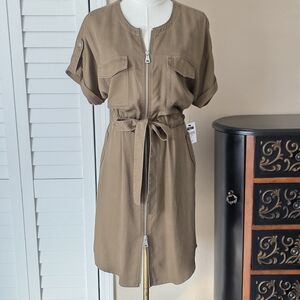 Nordstrom Tan Belted Midi Dress